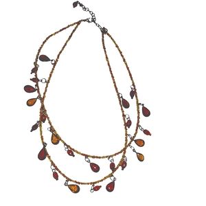 Vintage Enamel Dot Necklace - Crimson